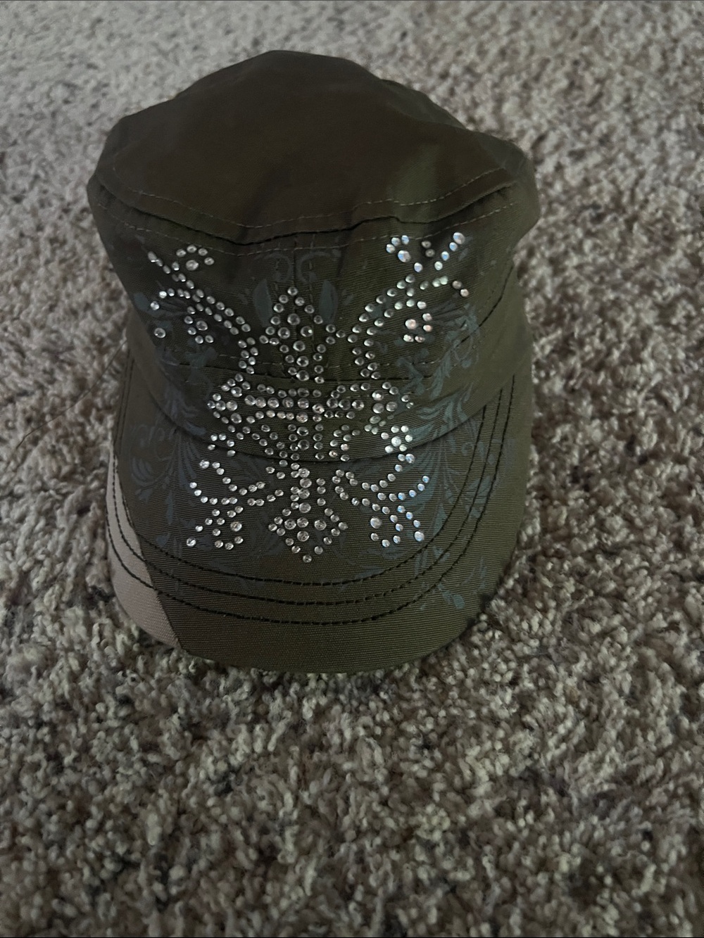 Studded Olive Green Military Cadet Cap